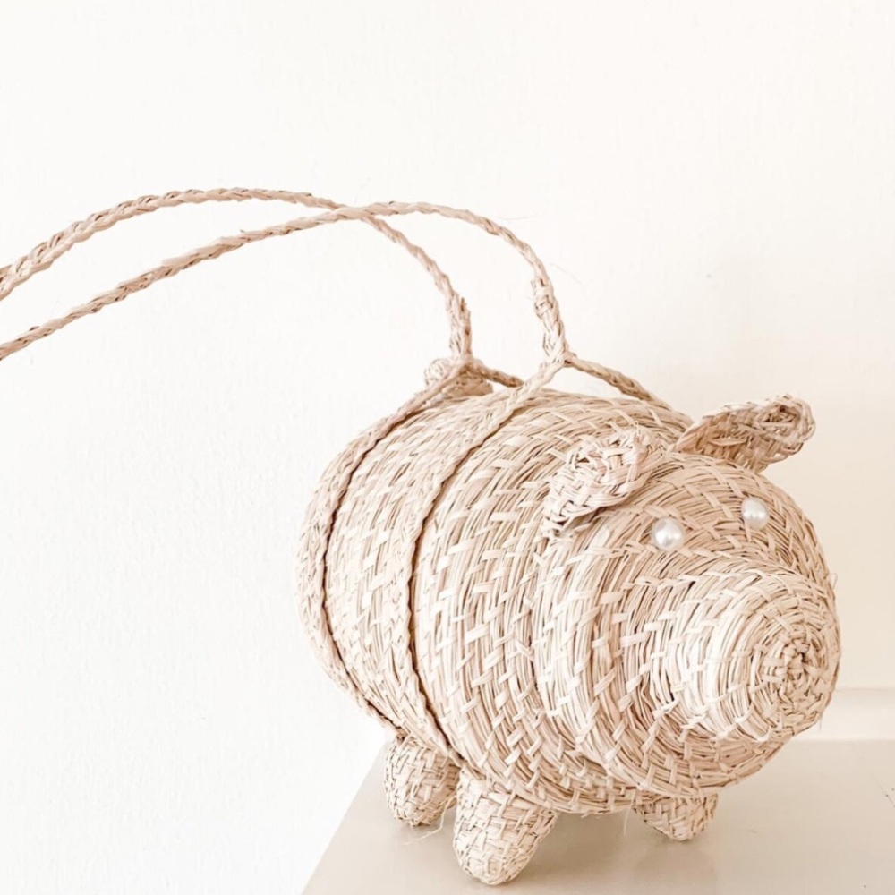 Pig shape bag made of  100% palm